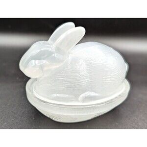 White Glass Rabbit Figurine
